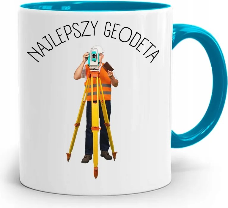 Kék Bögre Földmérőnek Legjobb Földmérő Nyomtatott Fotóval