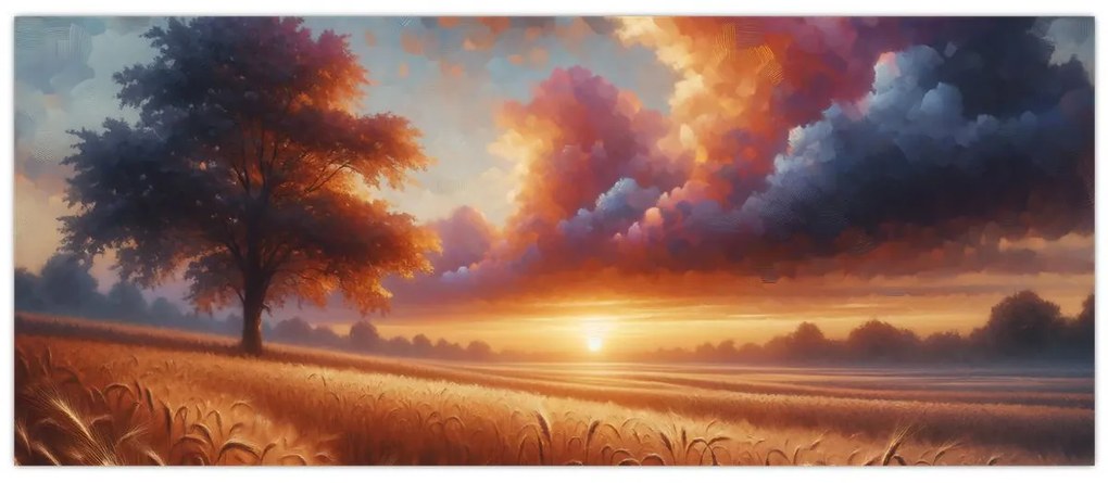 Kép – Naplemente a mezőn (120x50 cm)