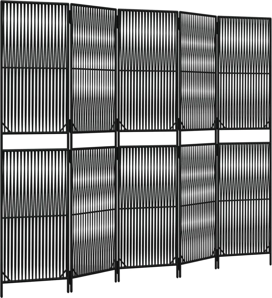 vidaXL fekete 5-paneles polyrattan térelválasztó