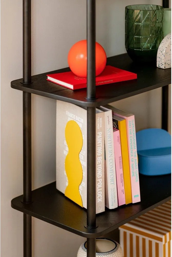 Fekete polcos állvány tölgyfa dekorral 80x90,5x35 cm Teidi – noo.ma