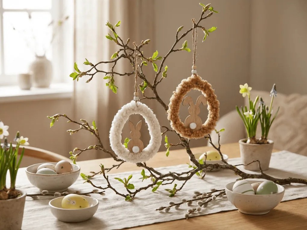 Függő fa tojás BUNNYA - több színben Termék színe: Barna