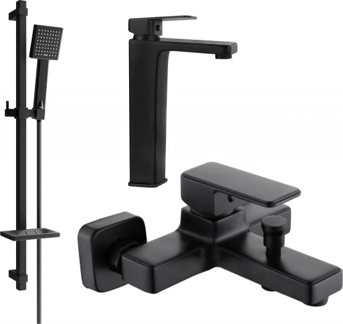 Mexen Cetus DQ45 fürdőkád készlet, fekete - 744313DQ45-70