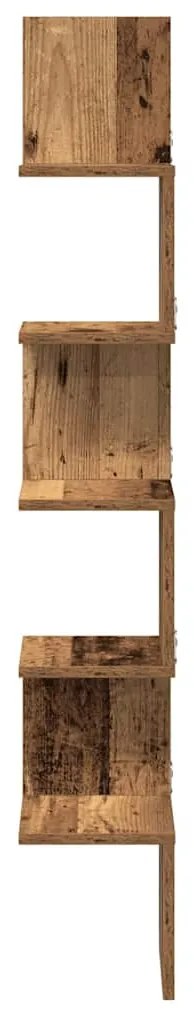 antik fa színű szerelt fa fali sarokpolc 20 x 20 x 127,5 cm