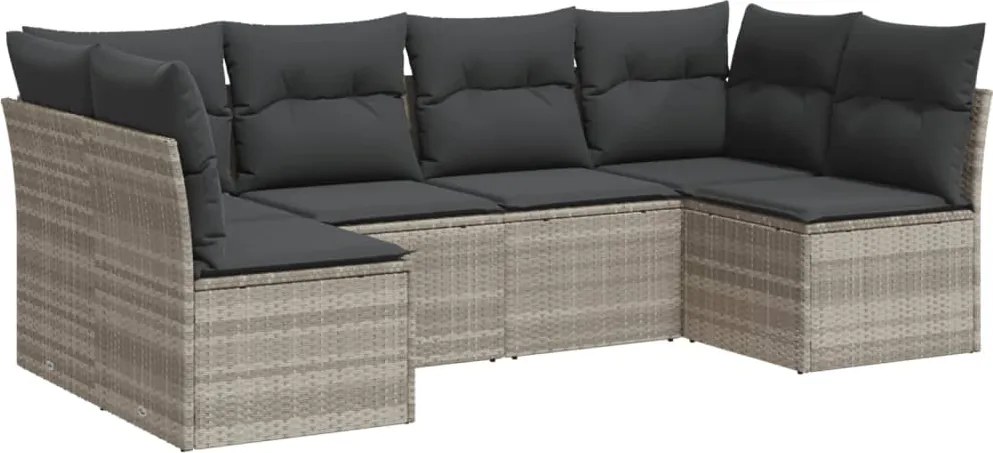 vidaXL 6 részes világosszürke polyrattan kerti ülőgarnitúra párnákkal