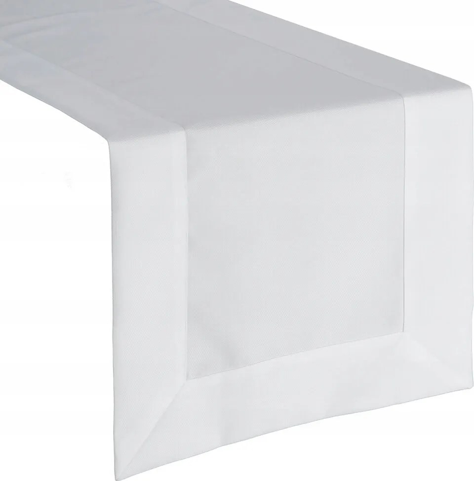 Abrosz/dekorációs futófelület Lucy 40x180 Eurofirany fehér, kantával díszített