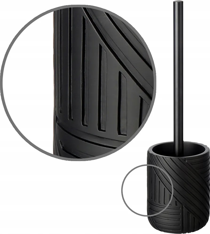 Fekete Wc Kefe, Masszív, 3D Mintás, Tartós és Stílusos