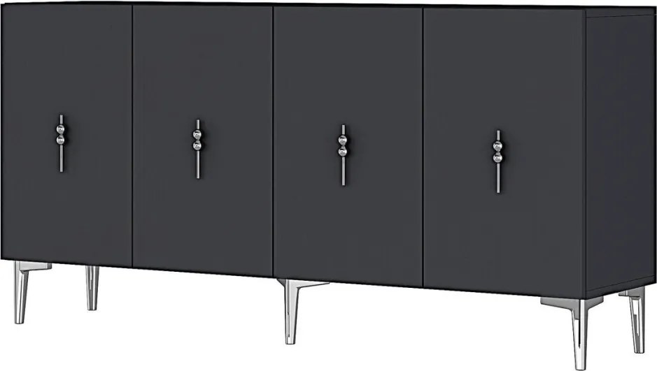 Komód, antracit-ezüst, 125 cm