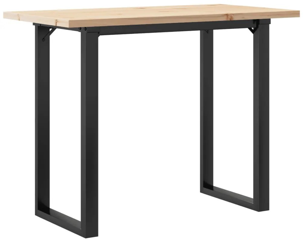 tömör fenyőfa és öntöttvas étkezőasztal O-vázzal 100x50x75,5 cm