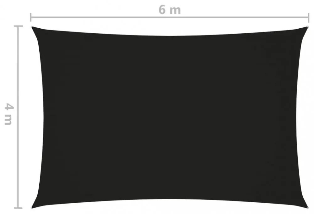 fekete téglalap alakú oxford-szövet napvitorla 4 x 6 m