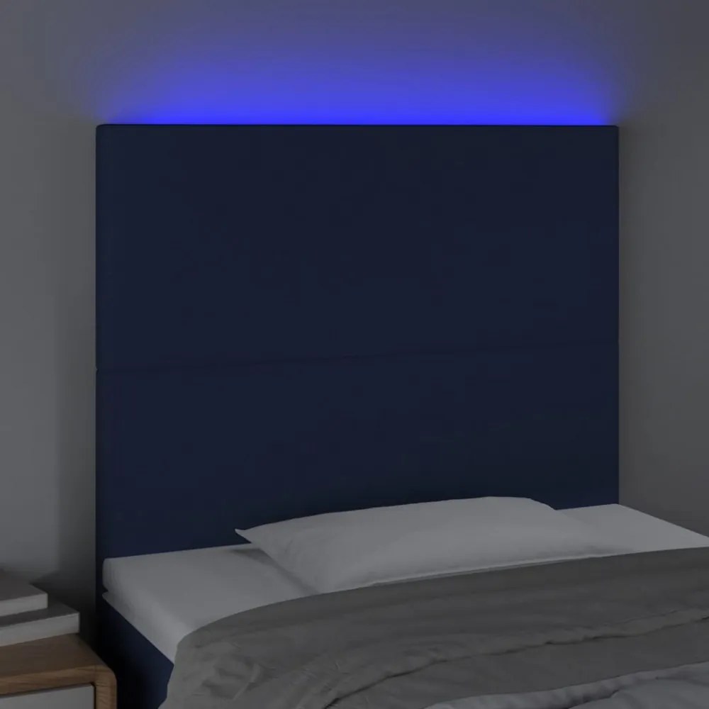 kék szövet LED-es fejtámla 100x5x118/128 cm