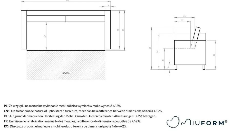 Bézs bársony kinyitható kanapé 225 cm Charming Charlie – Miuform