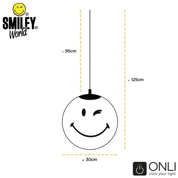 ONLI - Gyerekszoba csillár zsinóron SMILEY 1xE27/15W/230V sárga