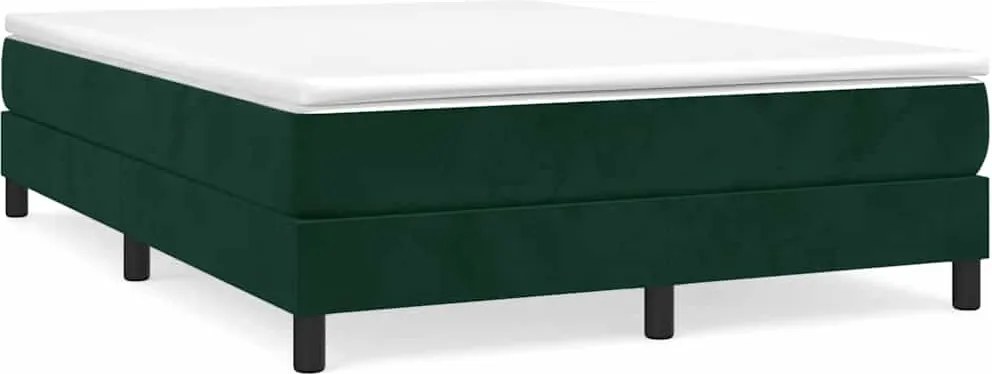 vidaXL sötétzöld bársony rugós ágy matraccal 140x190 cm