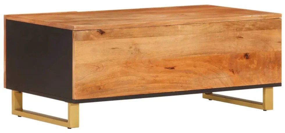 barna és fekete tömör mangófa dohányzóasztal 100 x 54 x 40 cm