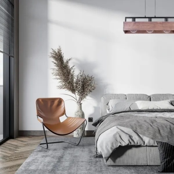 Csillár zsinóron DAKOTA 3xE27/60W/230V fa/fekete