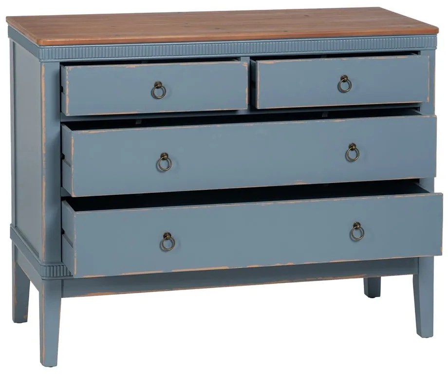 Kék jegenyefenyő alacsony komód 115x90 cm Shabby – Ixia