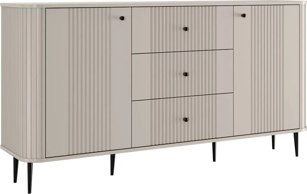 Vesper komód 160 cm fiókokkal lábakon - kasmír / fekete lábak