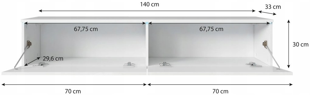 CERIEE 140 TV asztal - fehér, fényes fehér