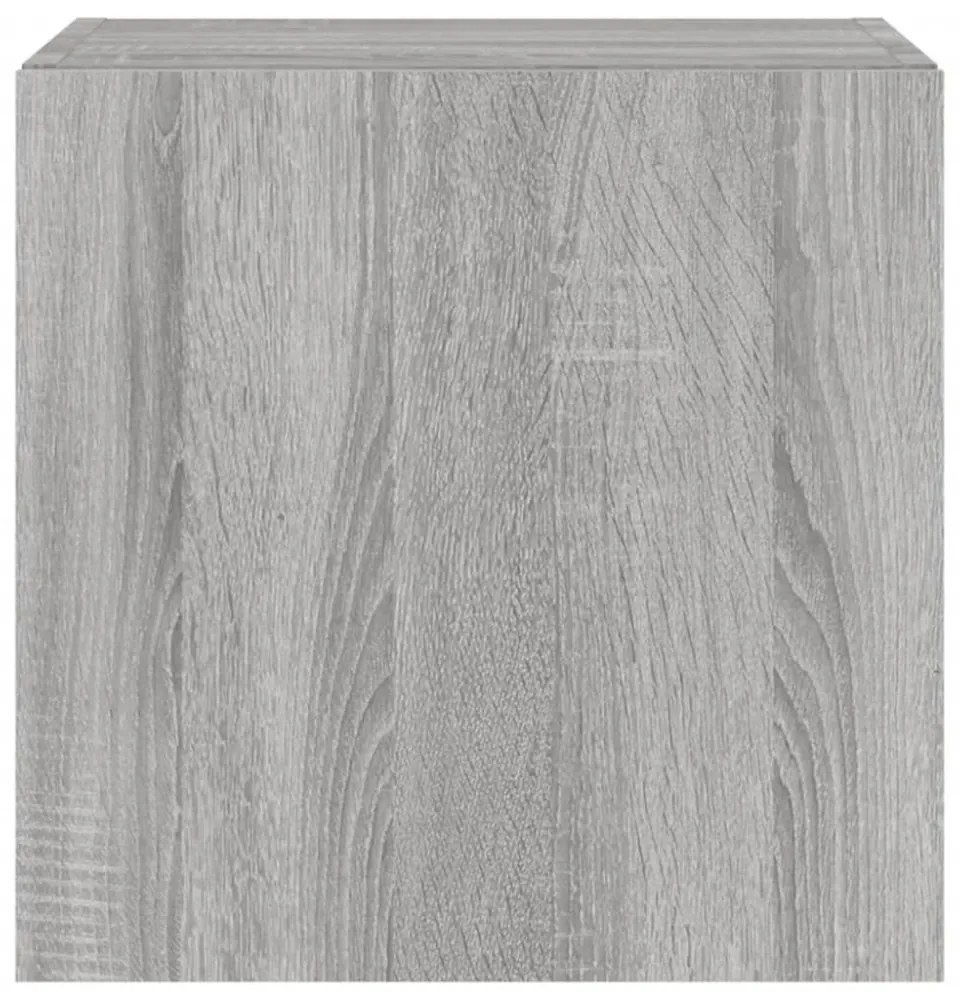 2 db szürke sonoma fali TV-szekrény LED-ekkel 40,5x35x40 cm