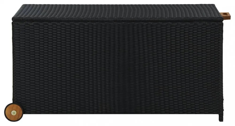 fekete polyrattan kerti tárolóláda 120 x 65 x 61 cm
