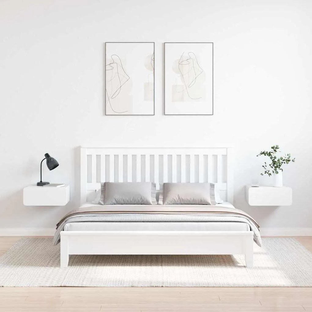 Éjjeli asztal 2 pcs Fehér 39 x 34 x 16.5 cm Tömör fenyőfa