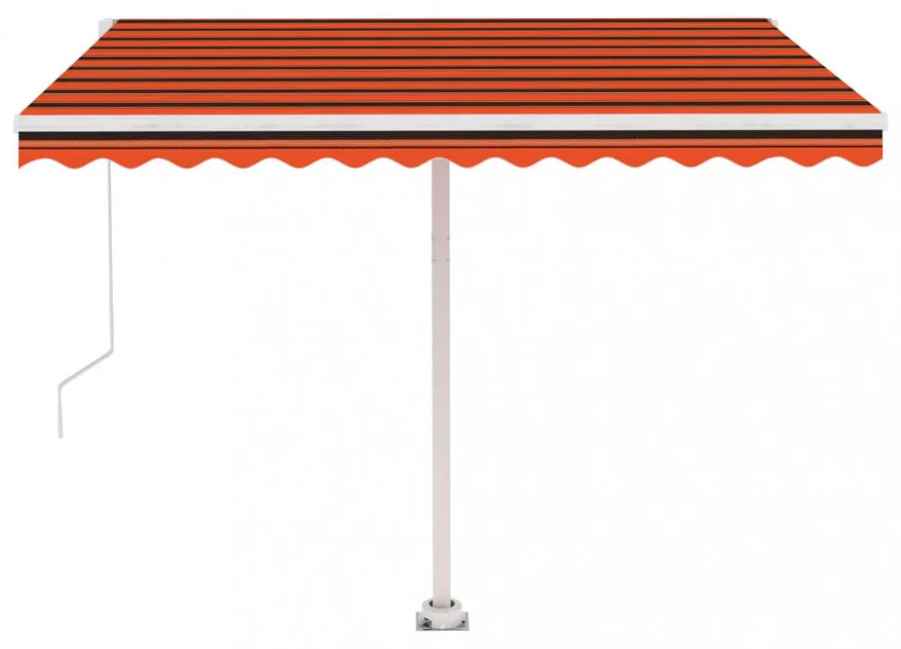narancs és barna kézzel kihúzható póznás napellenző 350x250 cm