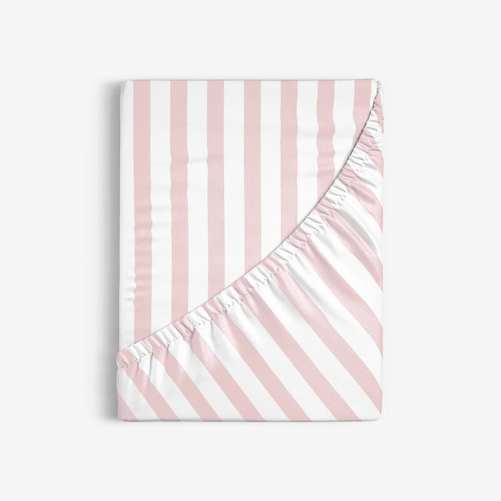 Goldea pamut gumis lepedő - púderrózsaszín csíkos 140 x 200 cm