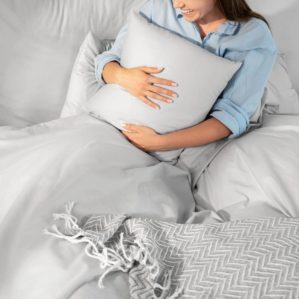 Goldea pamut ágyneműhuzat garnitúra - világosszürke 200 x 200 és 2db 70 x 90 cm