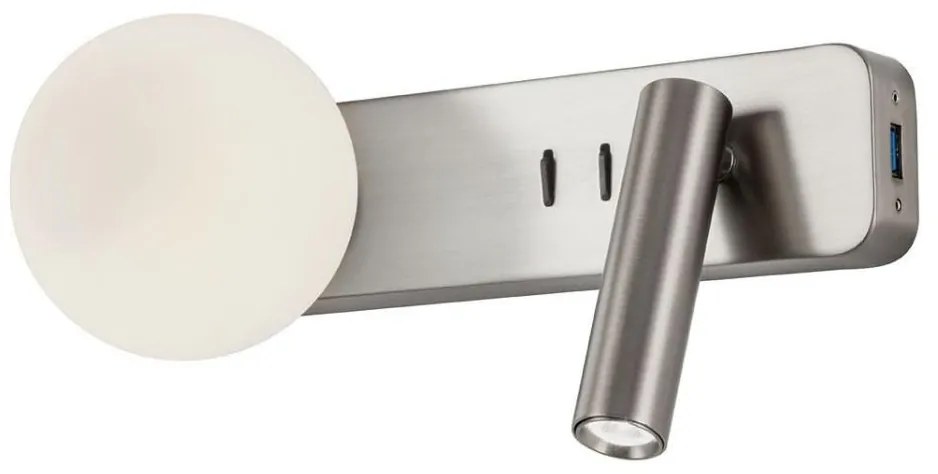 Redo 01-2993 - LED fali lámpa OASIS LED/3W/230V+1xG9/10W USB CRI 90 króm