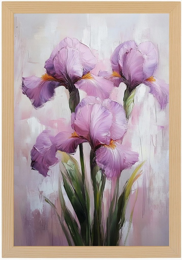 Poszter Keret Fa Természet Kert Rét Virágok Rózsaszín Írisz Csokor 40x60