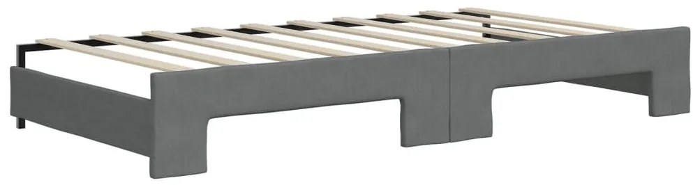 sötétszürke kihúzható szövet heverő fiókkal 90 x 190 cm