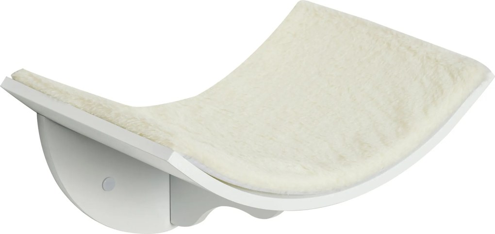 PawHut Macska Polc Macska Fali Polc Macskabölcső Fali Tartó Plüss Borítással Fehér 41 x 28 x 21 cm | Aosom