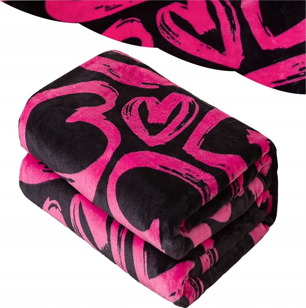 Puha Mikroszálas Takaró 200x220 Meleg Ágytakaró Szívek Valentin nap