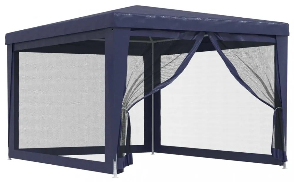 kék HDPE rendezvénysátor 4 hálós oldalfallal 3x4 m