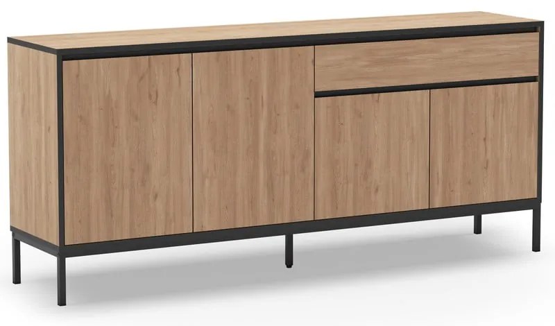 Natúr színű alacsony komód tölgyfa dekorral 180x80 cm Lorenza – Marckeric