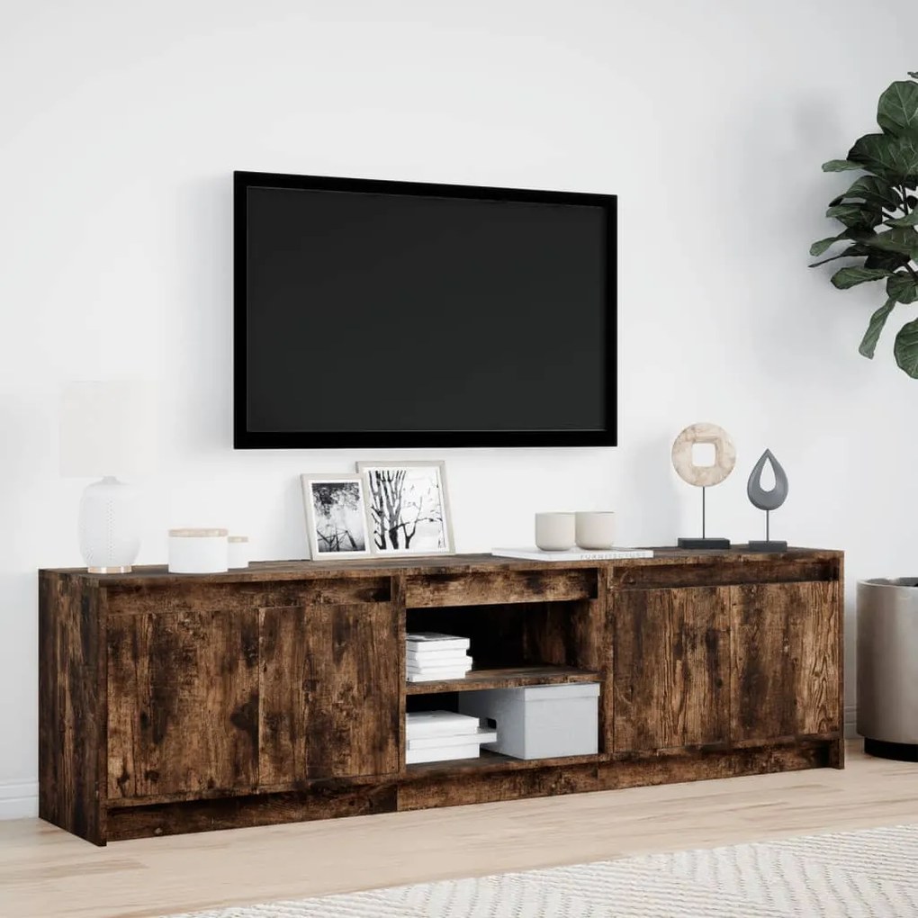 füstös tölgy színű szerelt fa LED-es TV-szekrény 180x34x50 cm