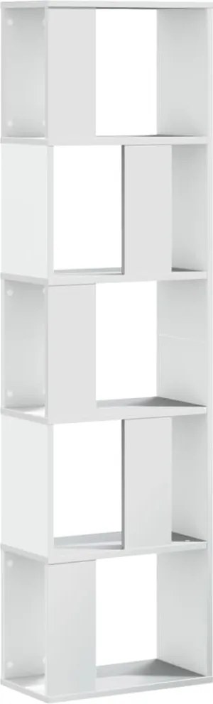 vidaXL 5 szintes fehér szerelt fa könyvespolc 45 x 23,5 x 162,5 cm