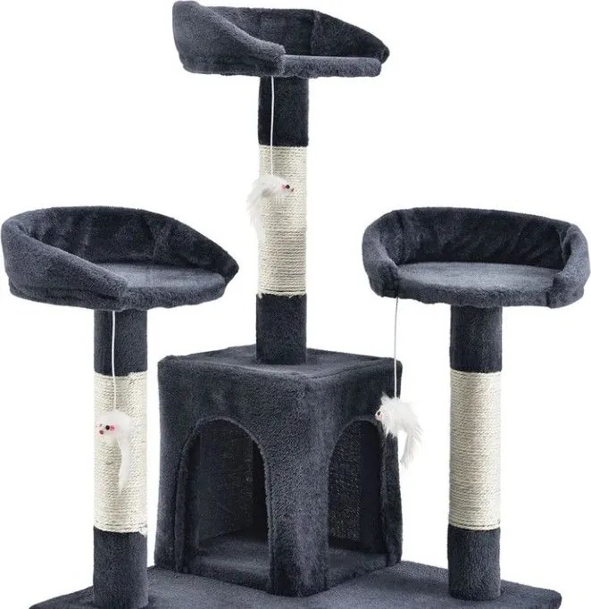 Macska kaparófa 170 cm ágyakkal házikókkal és oszlopokkal