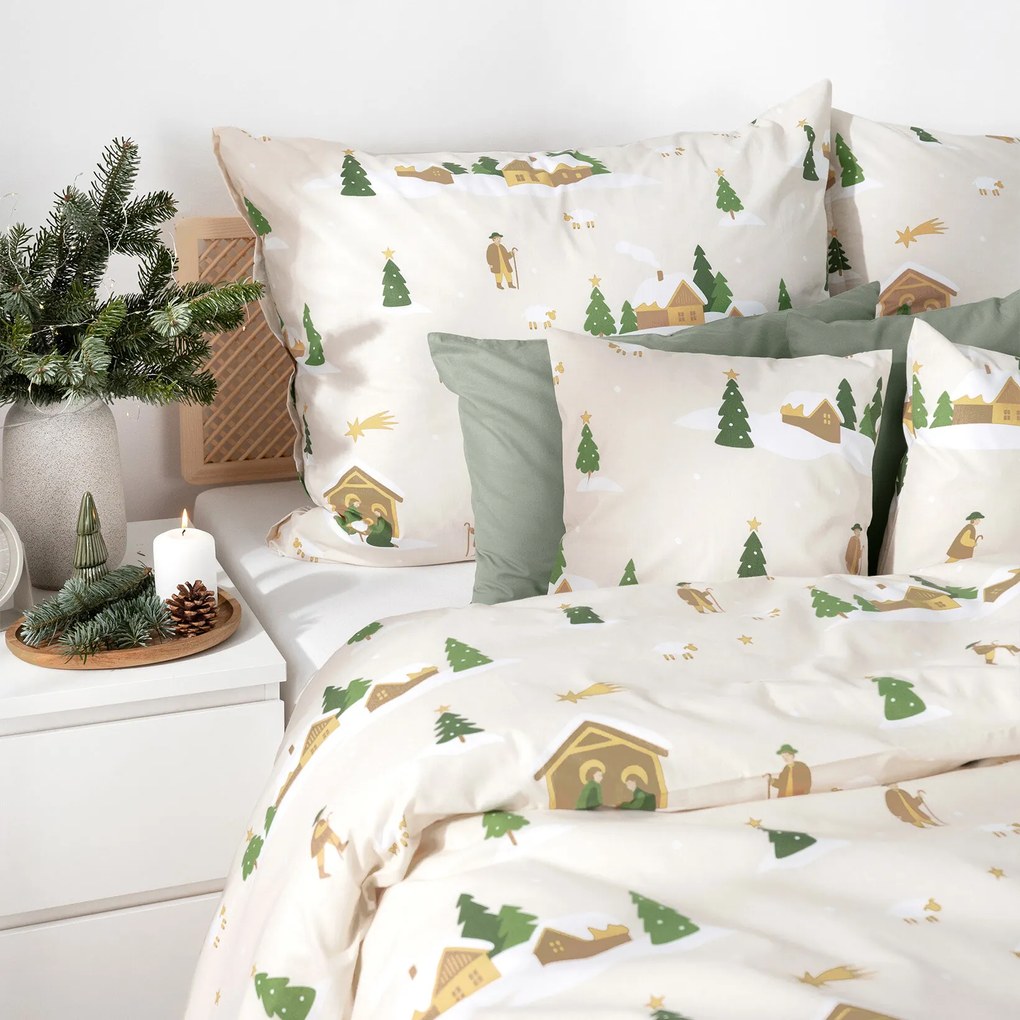 Goldea karácsonyi pamut ágyneműhuzat - karácsonyi dalok 240 x 220 és 2db 70 x 90 cm