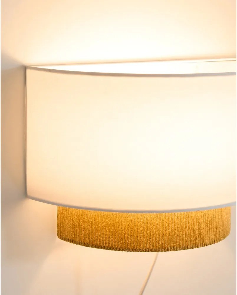 Mustársárga-fehér gyerek lámpa textil búrával Bianella – Kave Home