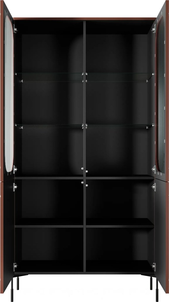 Sonatia vitrines szekrény 100 cm négyajtós - bordó