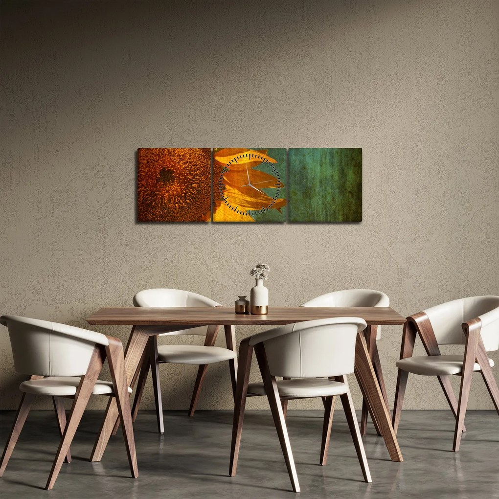 Kép - napraforgó (órával) (90x30 cm)