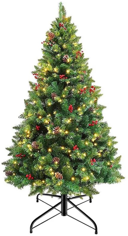 LED-es műfenyő több típusban, melegfehér-100 LED-es, 120 cm