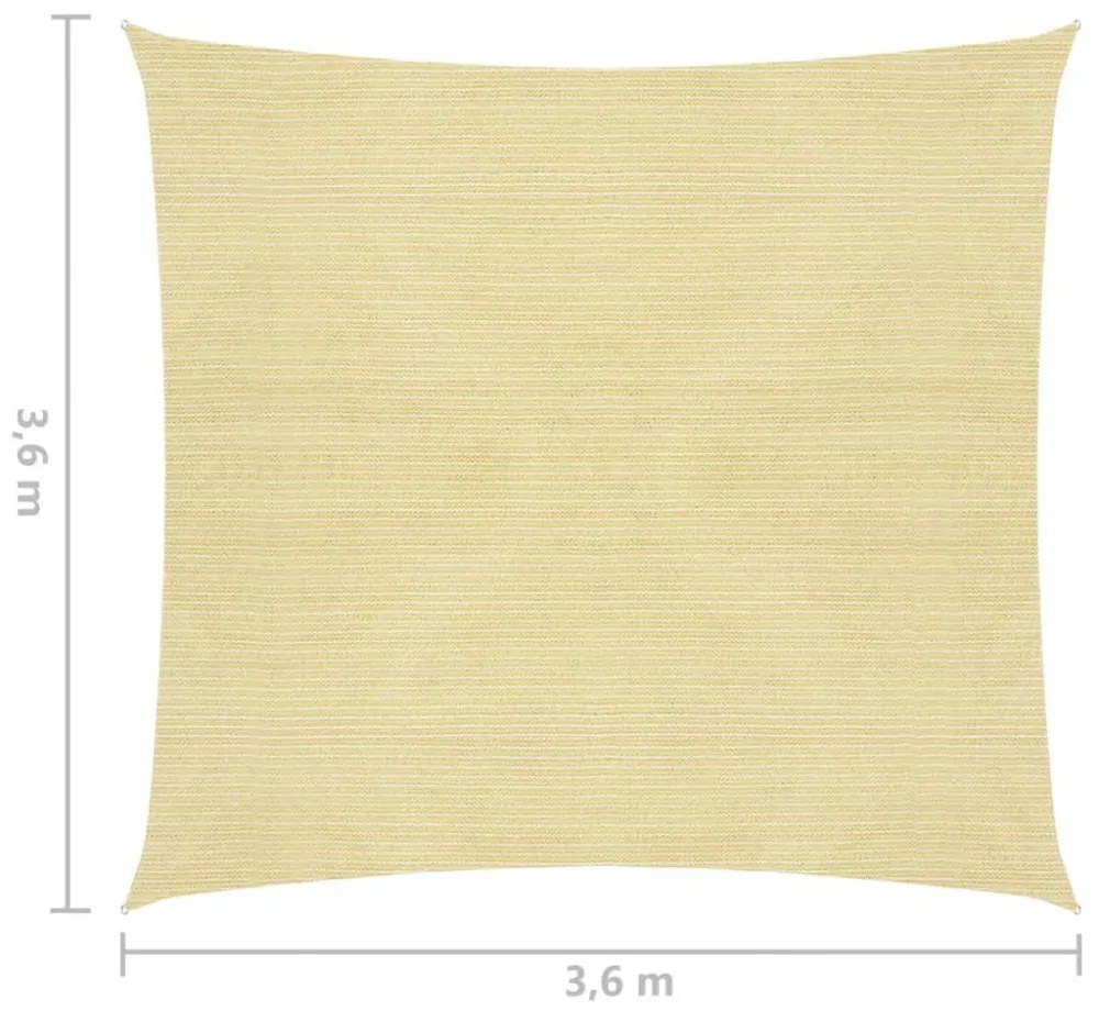 3,6x3,6 m bézs négyzet HDPE napernyő