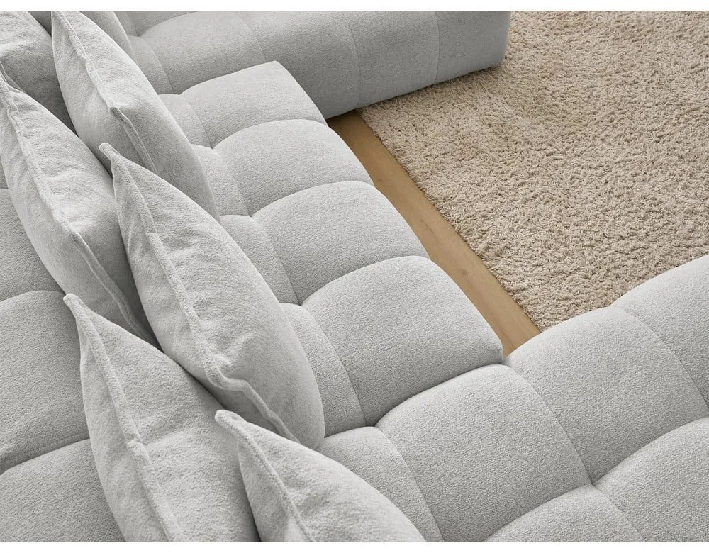 Világosszürke zsenília kinyitható-tárolóhelyes sarokkanapé (jobb oldali-U alakú) Everest – Bobochic Paris