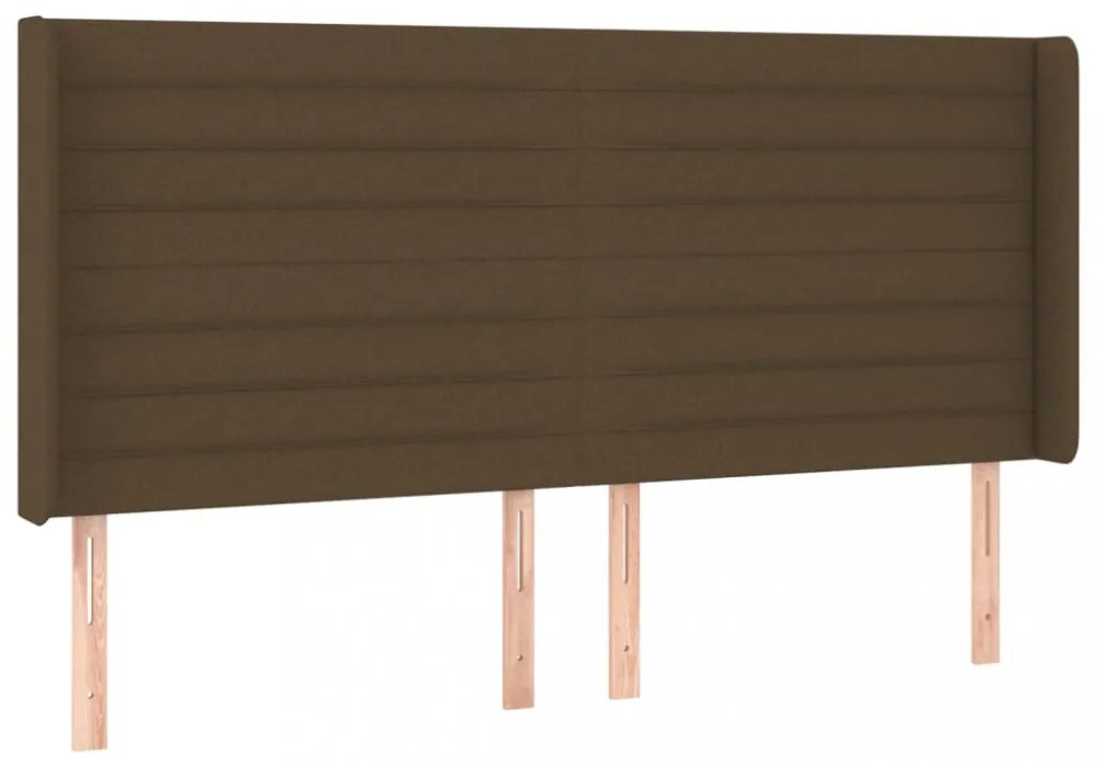 sötétbarna szövet fejtámla szárnyakkal 203x16x118/128 cm