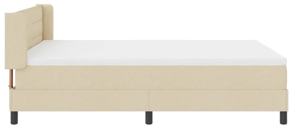 Boxspring Ágy Mattal Krém Színben, 140 x 200 cm, Szövet