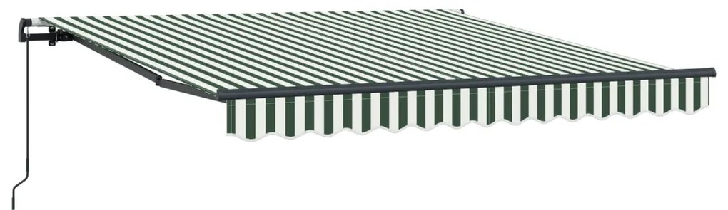 Zöld és fehér behúzható napellenző 350x250 cm