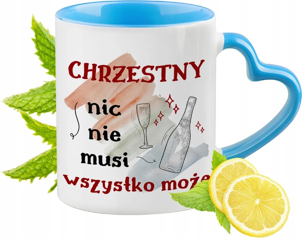 Keresztelőre Kék Bögre Szív Alakú Füllel Ajándék