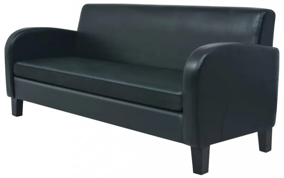 Háromszemélyes fekete műbőr kanapé